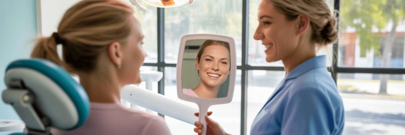 Patient admiring bright smile in Ascot.