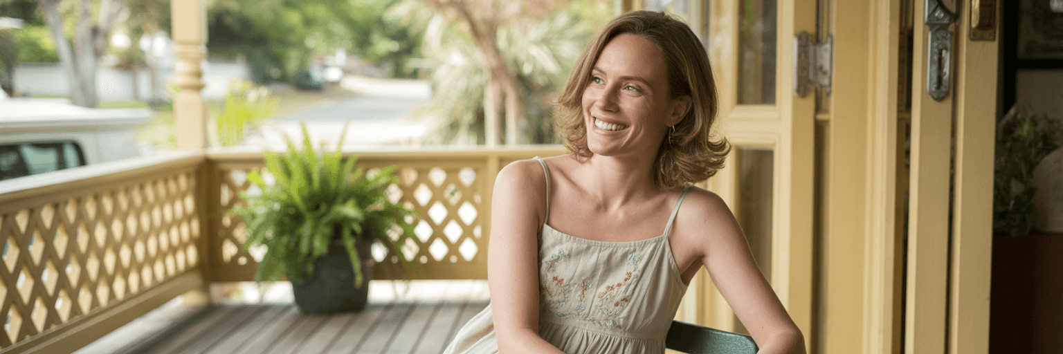 Woman with a confident, natural smile.
